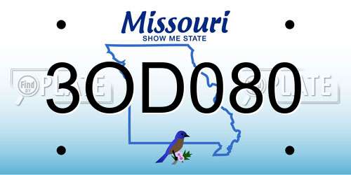 3OD080 Missouri License Plate