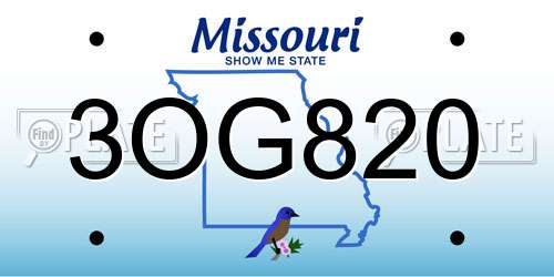 3OG820 Missouri License Plate