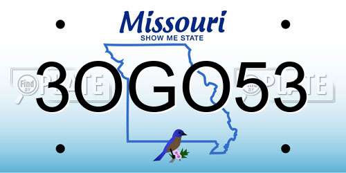 3OGO53 Missouri License Plate