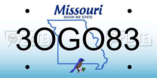 3OGO83 Missouri License Plate