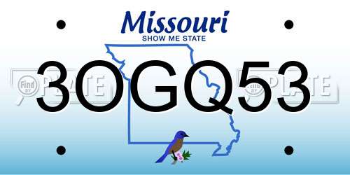 3OGQ53 Missouri License Plate