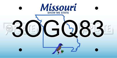 3OGQ83 Missouri License Plate