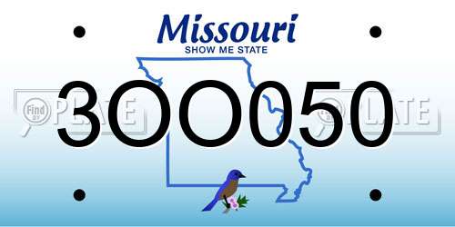 3OO050 Missouri License Plate
