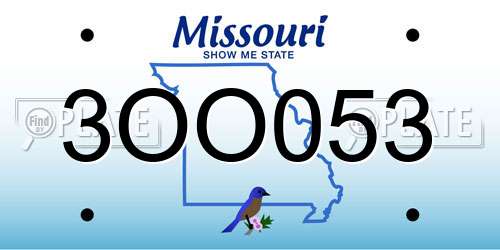 3OO053 Missouri License Plate