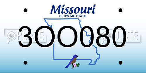 3OO080 Missouri License Plate