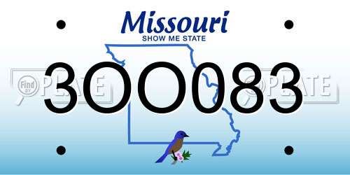 3OO083 Missouri License Plate