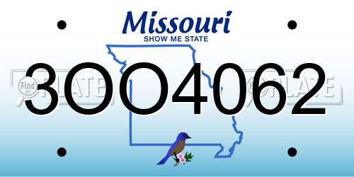 3OO4062 Missouri License Plate