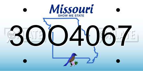 3OO4067 Missouri License Plate