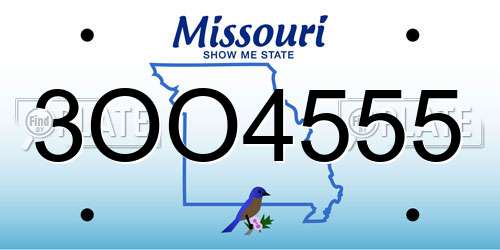 3OO4555 Missouri License Plate