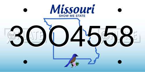 3OO4558 Missouri License Plate