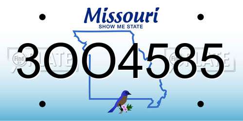 3OO4585 Missouri License Plate
