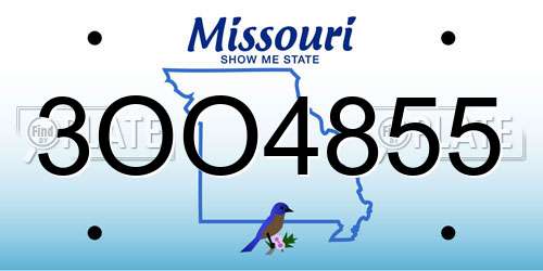 3OO4855 Missouri License Plate