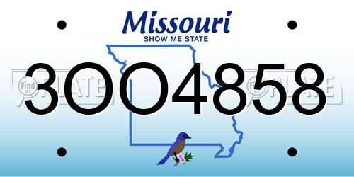 3OO4858 Missouri License Plate