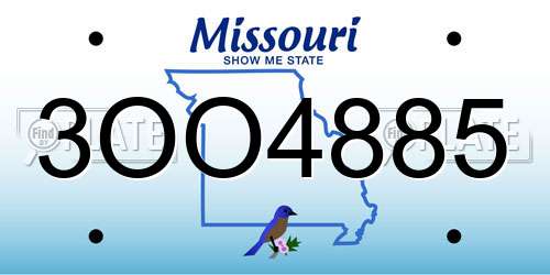 3OO4885 Missouri License Plate