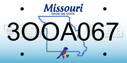 3OOA067 Missouri License Plate
