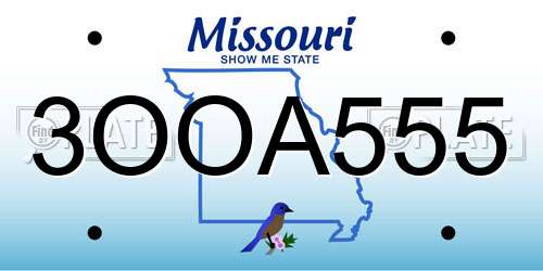 3OOA555 Missouri License Plate