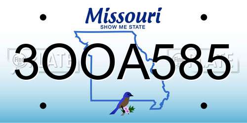 3OOA585 Missouri License Plate