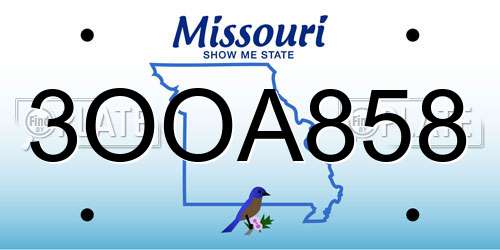 3OOA858 Missouri License Plate