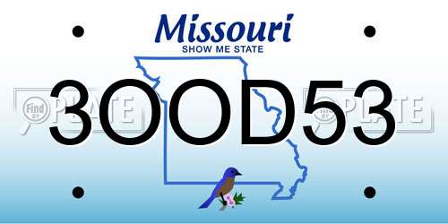 3OOD53 Missouri License Plate