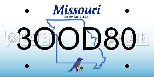 3OOD80 Missouri License Plate