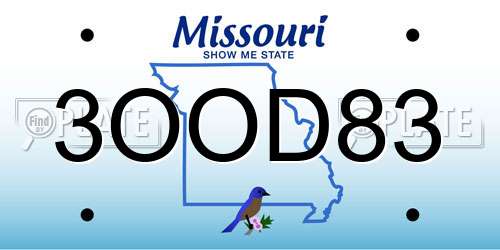 3OOD83 Missouri License Plate
