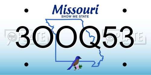 3OOQ53 Missouri License Plate