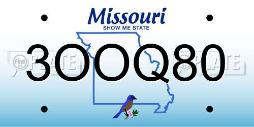 3OOQ80 Missouri License Plate
