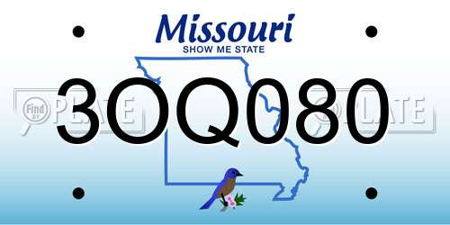 3OQ080 Missouri License Plate