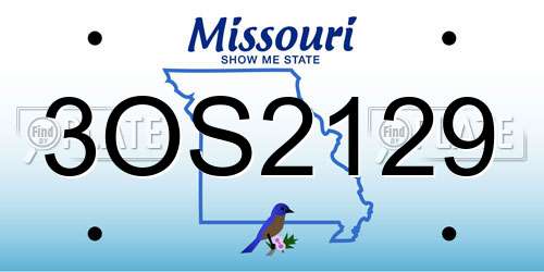3OS2129 Missouri License Plate