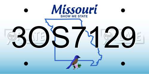 3OS7129 Missouri License Plate