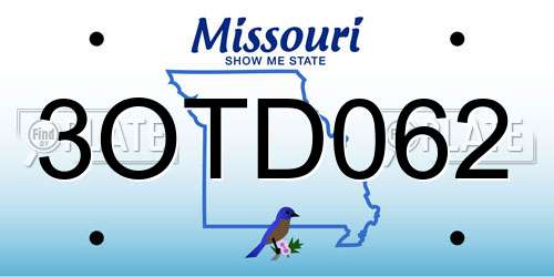 3OTD062 Missouri License Plate