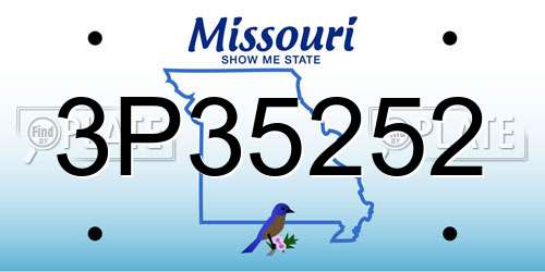 3P35252 Missouri License Plate
