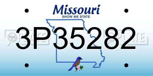 3P35282 Missouri License Plate