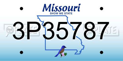 3P35787 Missouri License Plate