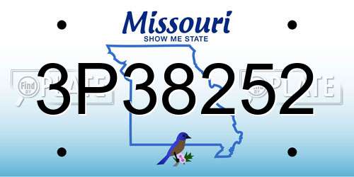 3P38252 Missouri License Plate