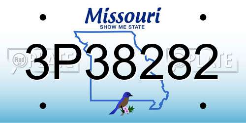 3P38282 Missouri License Plate