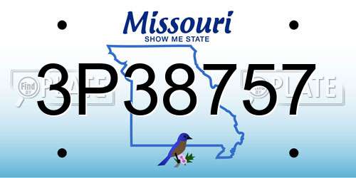 3P38757 Missouri License Plate