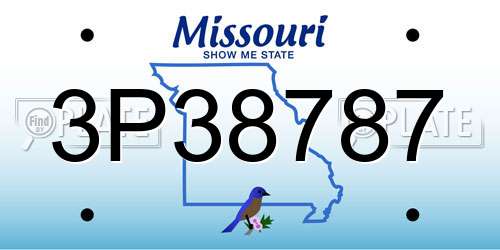 3P38787 Missouri License Plate