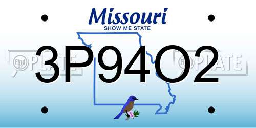 3P94O2 Missouri License Plate