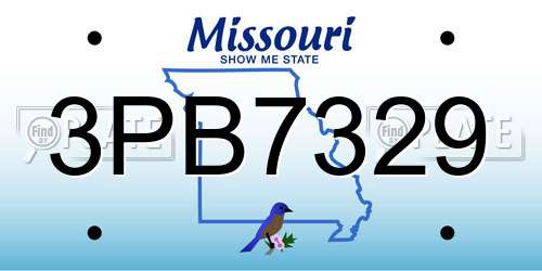 3PB7329 Missouri License Plate