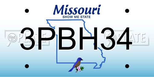 3PBH34 Missouri License Plate