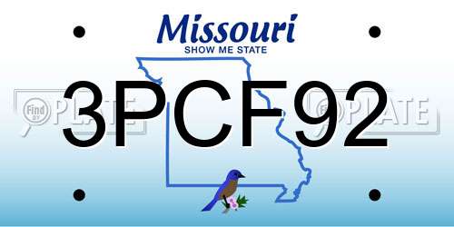 3PCF92 Missouri License Plate