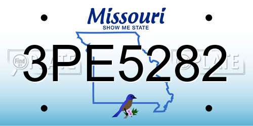 3PE5282 Missouri License Plate