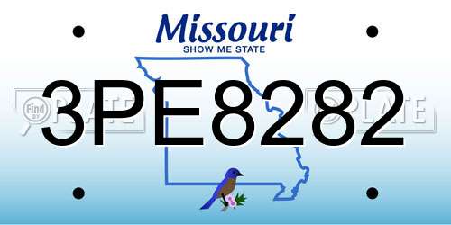 3PE8282 Missouri License Plate