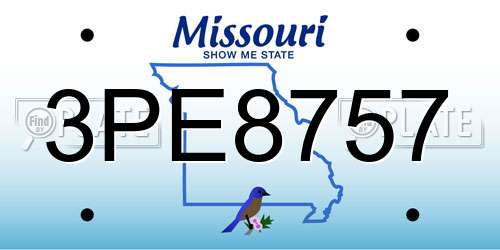 3PE8757 Missouri License Plate
