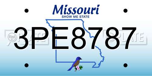 3PE8787 Missouri License Plate
