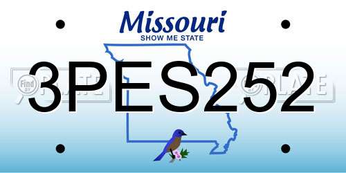 3PES252 Missouri License Plate