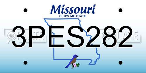 3PES282 Missouri License Plate