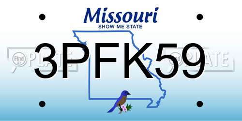3PFK59 Missouri License Plate