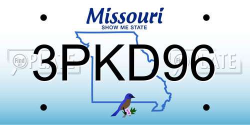 3PKD96 Missouri License Plate